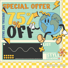 RETRO SPECIAL OFFER BANNER SALE VECTOR