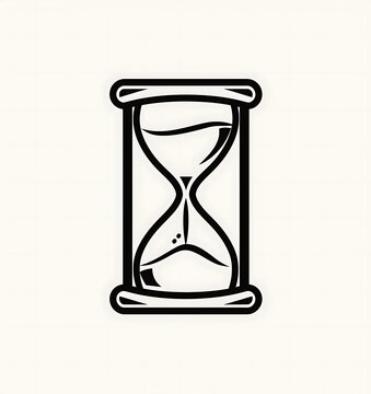 recommend clip art: empty hourglass icon, simple line art black and white drawing on solid background