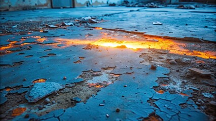 Ruined surface of blue cues illuminated by orange light, rendering, abstract, background, texture, design, colorful