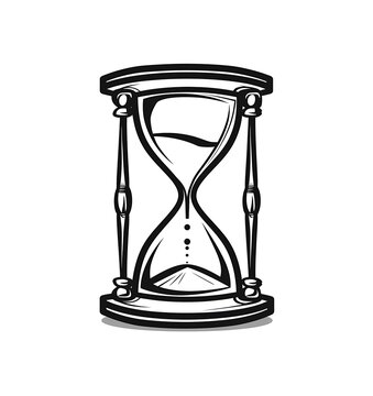 recommend clip art: empty hourglass icon, simple line art black and white drawing on solid background