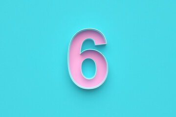 Number six on blue background