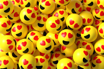Many love emojis smiling and expressing love feeling