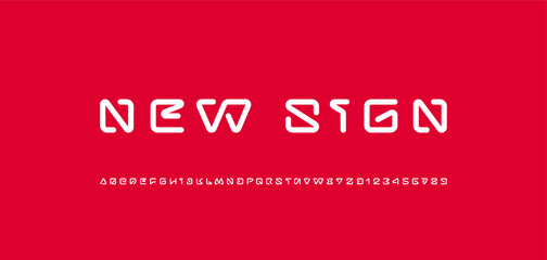 Digital alphabet font made techno cyber style