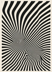 Abstract Op Art Wavy Lines Illusion Black White Design