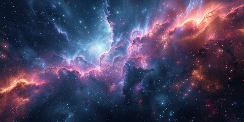 Obraz premium 宇宙に輝く星々と紫の光の背景