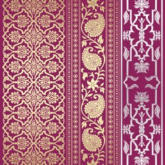 wedding card design, traditional paisley floral pattern , royal India	