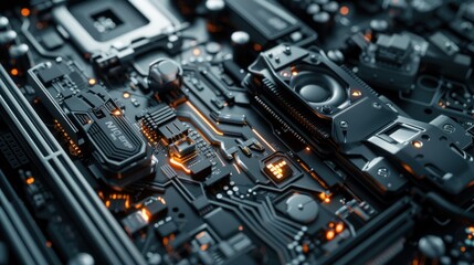 Fototapeta premium Close-up of a Modern Computer Motherboard