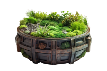 An eco-friendly septic tank made from recycled materials, isolated on white background