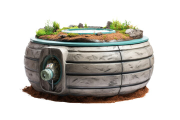 Fototapeta premium An eco-friendly septic tank made from recycled materials, isolated on white background