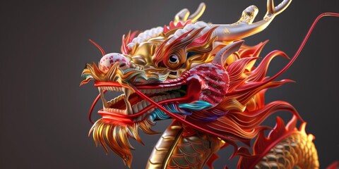 Close-Up of a Detailed Chinese Dragon Sculpture