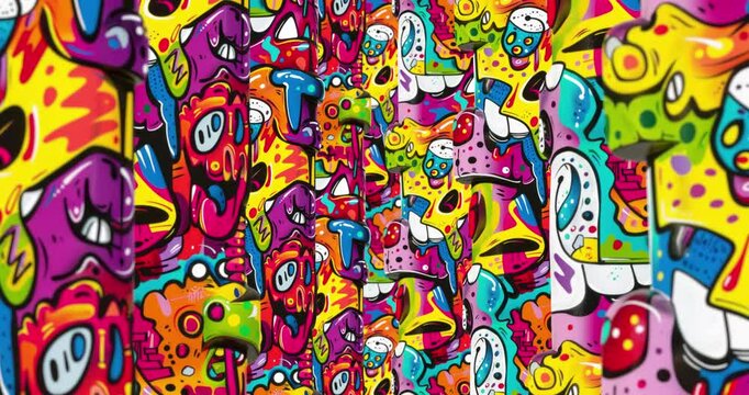 Animation loop parallax graffity background. 