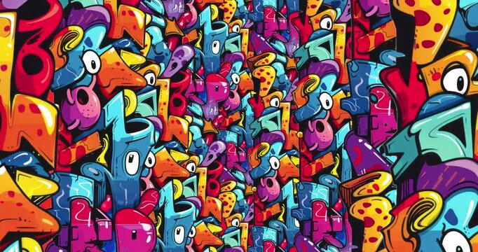 Animation loop parallax graffity background. 