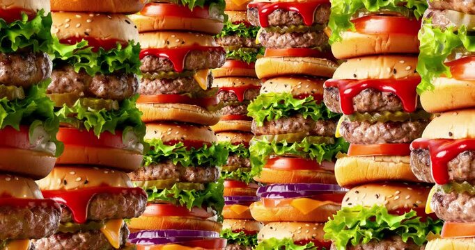 Animation loop parallax burger background. 