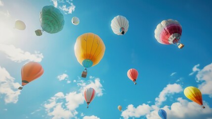 Obraz premium Air Balloons Flying Against Blue Sky