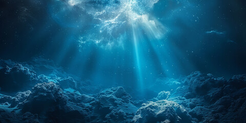 Fototapeta premium 宇宙に輝く星々と光の背景