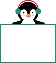Cute Christmas penguin holding blank sign vector.
Isolated flat style winter christmas penguin holding blank notice board vector