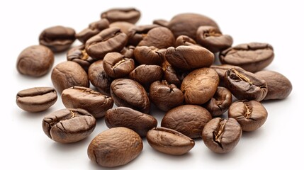 Naklejka premium roasted coffee beans isolated in white background cutout