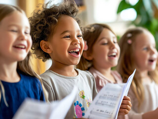 Children singing in Sunday school