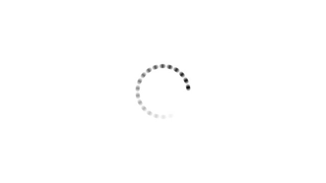 Circle 4K 60 FPS looped Loading preloading buffering waiting icon loop out animation with dark background.
