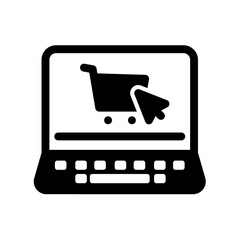 Online shopping glyph design icon. Isolated on white background.  Perfect for web and app interfaces, presentations, infographics, etc.