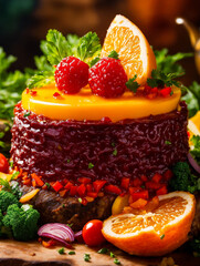 delicious meal, perfectly grilled barbecue meats, savored a decadent dessert, food cooked has a unique flavor, especially when the barbecue includes both savory meats and sweet desserts
