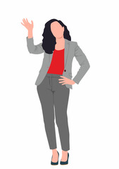 successful business woman, concept of leader, female boss, Leadership, courage, power. Beautiful businesswoman on isolated white background. 