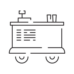 Food truck or street food line icon. Bus and van vehicle sign