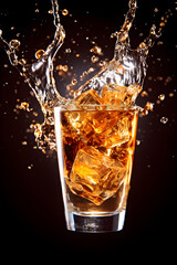 Dynamic Still-Life: Radiant Splash From a Refreshing Beverage Served in a Clear Glass