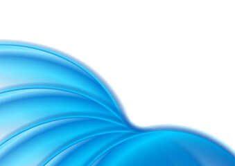 Abstract blue smooth glossy waves blurred elegant background. Vector design