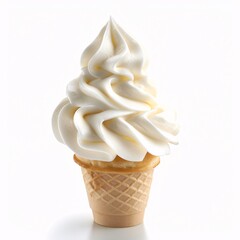 Triple scoop ice cream cone isolated on a white background. Pastel purple, blue and pink in a waffle cone.