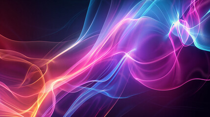 Fototapeta premium Abstract background with colorful lines in the form of glowing lights, bright background. Neon waves on dark background futuristic wallpaper
