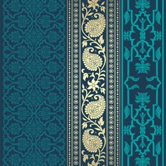 wedding card design, traditional paisley floral pattern , royal India	