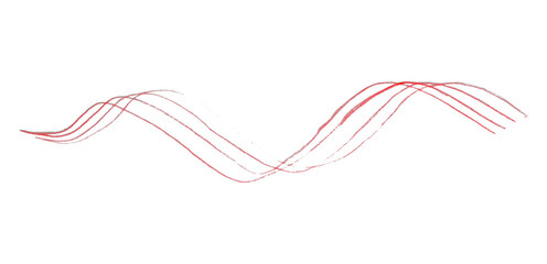 Red pencil line drawing isolated on transparent background.
