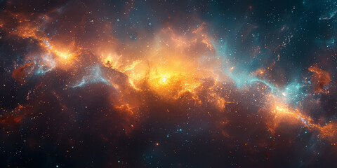 Fototapeta premium 宇宙に輝く星々と光の背景