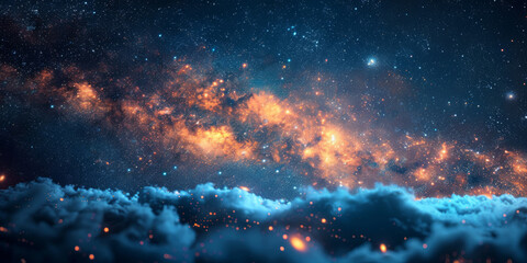 Fototapeta premium 宇宙に輝く星々と光の背景