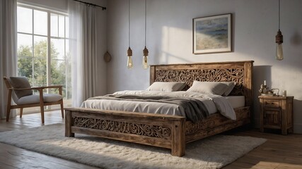 Modern living room with a bedroom and bed