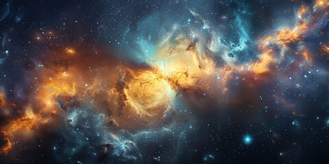 Fototapeta premium 宇宙に輝く星々と光の背景