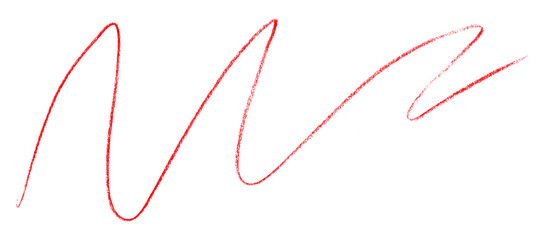 Red pencil strokes in simple style, isolated on transparent background.