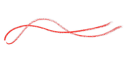 Red pencil line drawing isolated on transparent background.