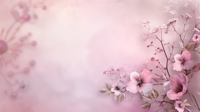Romantischer Hintergrund mit zarten Blumen in altrosa; Textfreiraum; Einladung; Hochzeit; Scrapbook,