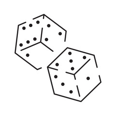 Casino line icon. Poker cards, dice and chips, slot machine. Casino game elements and sign