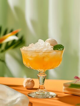 Frozen Ice Base with Lychee Garnish Nuts