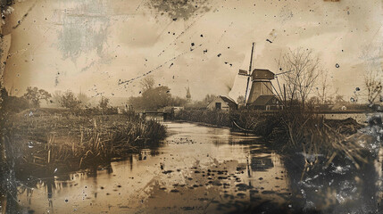 Daguerreotype of a bright Dutch landscape