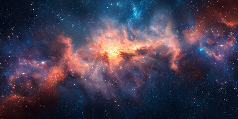 Fototapeta premium 宇宙に輝く星々と光の背景