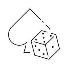 Casino line icon. Poker cards, dice and chips, slot machine. Casino game elements and sign