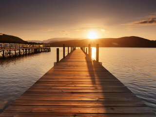 Wooden pier at sunset