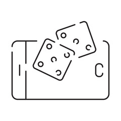 Casino line icon. Poker cards, dice and chips, slot machine. Casino game elements and sign