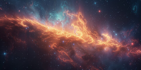 Fototapeta premium 宇宙に輝く星々と光の背景