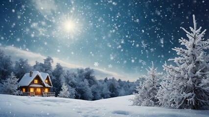 Christmas background with snowflakes in winter