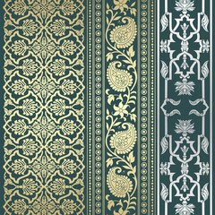 wedding card design, traditional paisley floral pattern , royal India	